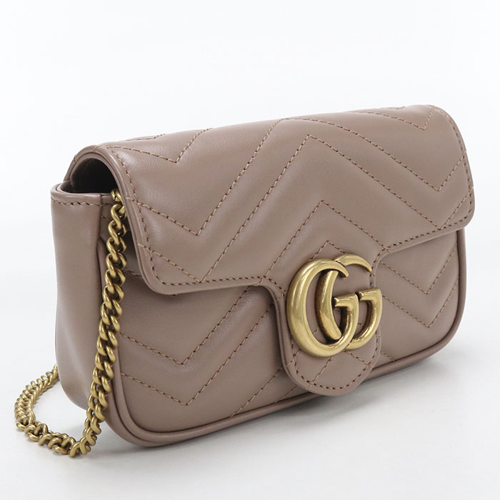 【中古】GUCCI グッチ ミニ御徒面子 GGマーモント 476433 ショルダーバッグ なめし革 レディース A価値づける