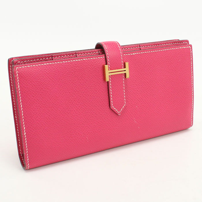 【中古】HERMES エルメス ベアンスフレ 長札入れニ折御釣り入付き添い人/ベアンスフレ ローズティリアン レディース A価値づける