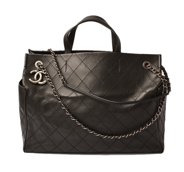 Chanel Tote Bag Shoulder Chain Quilting Sch Black Gunmetal