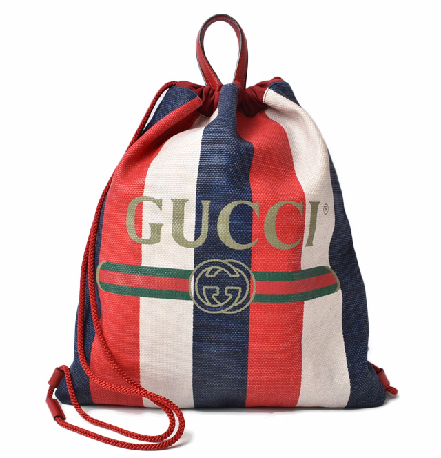 グッチ バックパック ドローストリング GUCCI ストライプ キャンバス