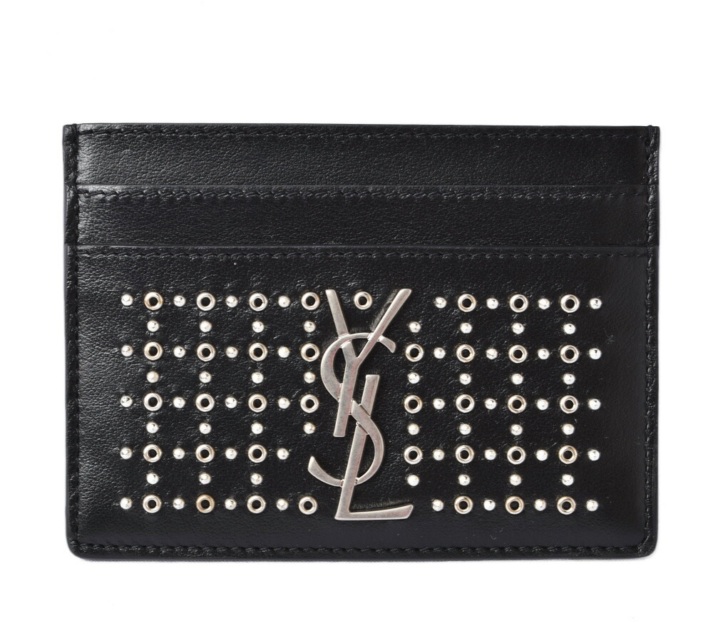 Saint ロゴ Ysl ロゴ カードケース 名刺入れ サンローラン サンローラン スタッズ レザー 財布 ケース Laurent ブラック Import Shop Ysl P I T サンローランパリ カードケース
