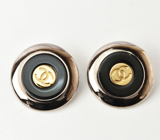 シャネル 中古 イヤリング ヴィンテージ CHANEL ココマーク サークル ゴールド/ブラック/シルバー【中古】|Import Shop P.I.T.