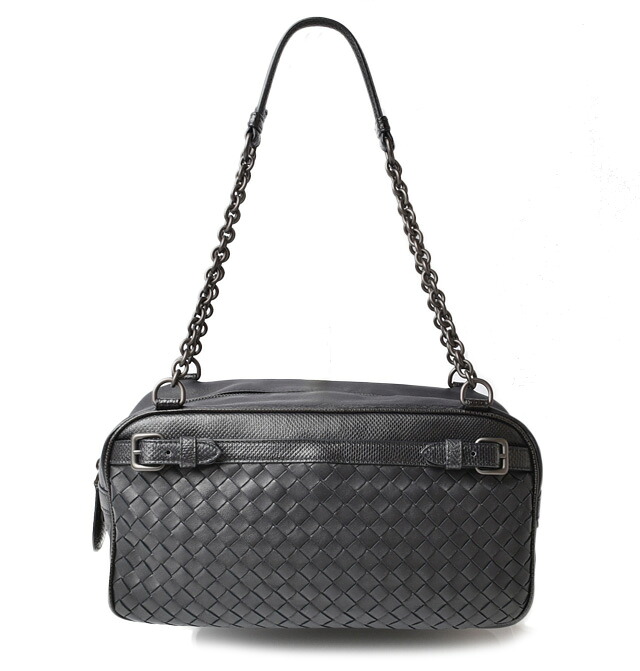 ボッテガヴェネタ ショルダーバッグ/チェーンバッグ BOTTEGA VENETA　バッグ イントレチャート/型押しレザー ブラック【中古】｜Import Shop P.I.T.
