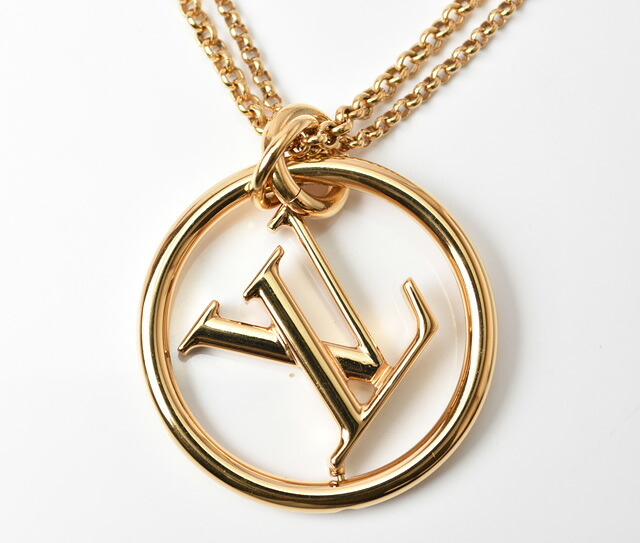 ルイヴィトン ネックレス/ロングネックレス LOUIS VUITTON ペンダント ダブルチェーン コリエ ルイーズ LVロゴ ゴールド LVサークル【中古】