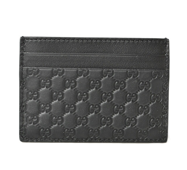 グッチ カードケース/名刺入れ GUCCI マイクログッチシマレザー ブラック 262837 アウトレット 未使用【中古】