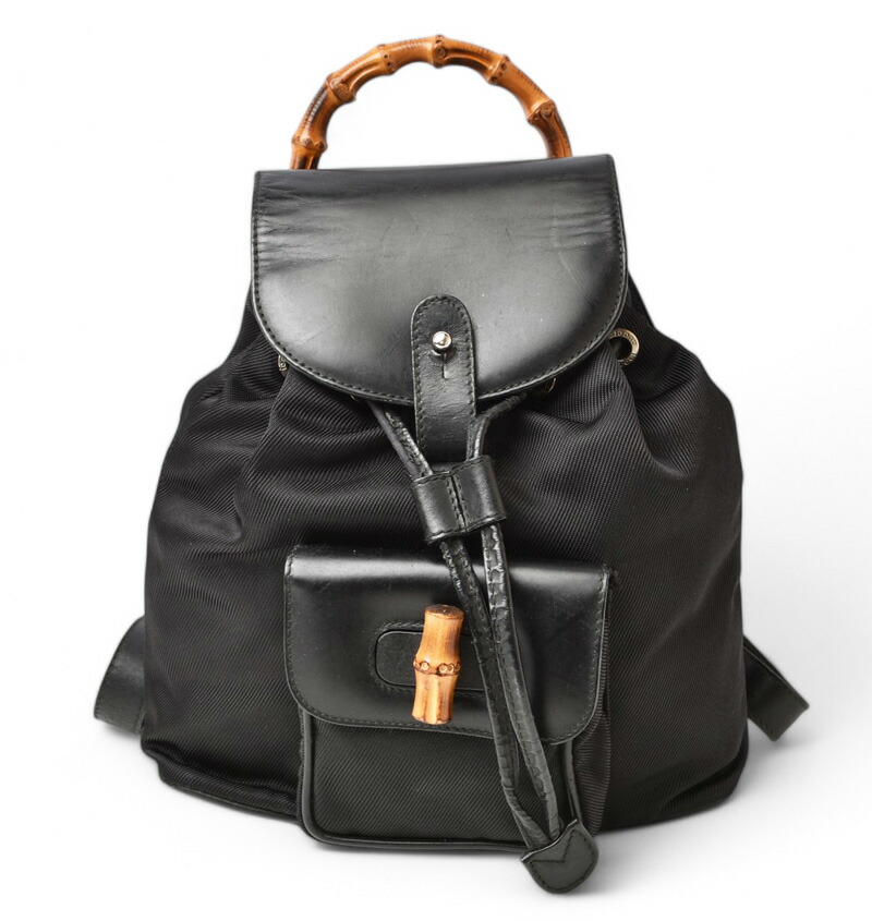 グッチ ミニリュック バンブー/バックパック GUCCI バッグ ヴィンテージ キャンバス/レザー ブラック 【中古】