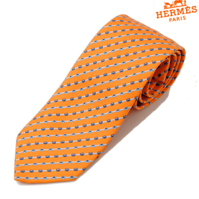 Import shop P.I.T. Hermes tie HERMES mens orange / black / grey silk