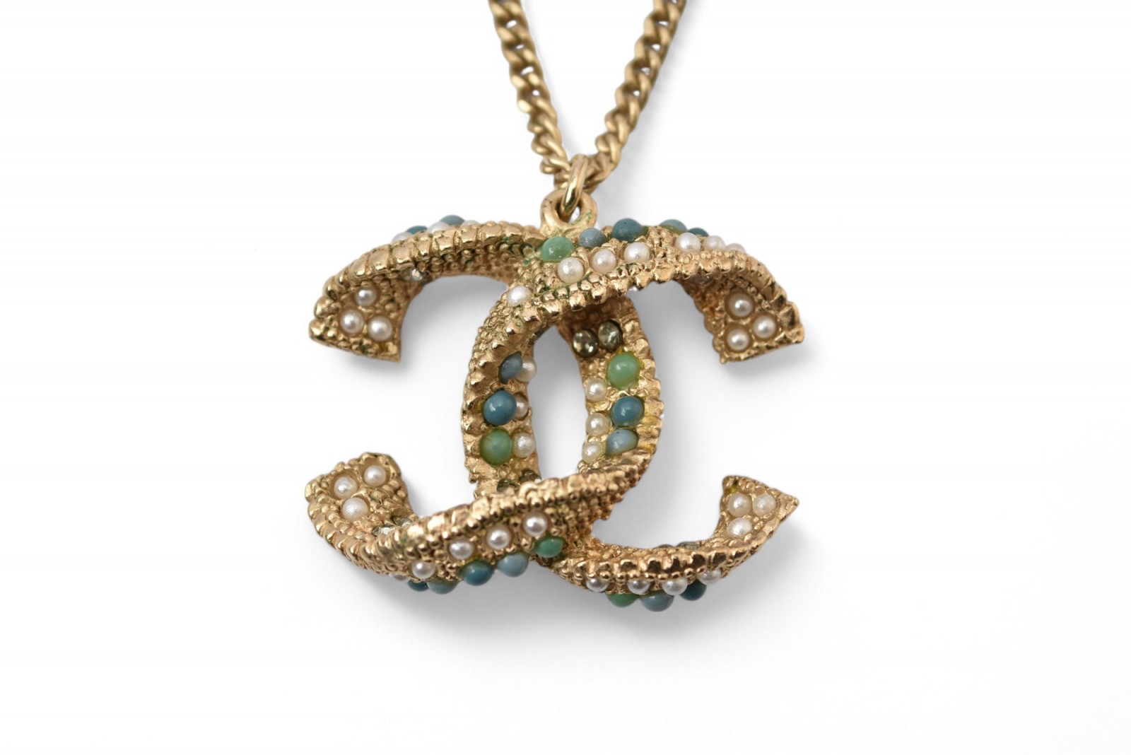 シャネル ネックレス/ペンダント 2way CHANEL ココマーク/CC カラーストーン ヴィンテージゴールド A15【中古】