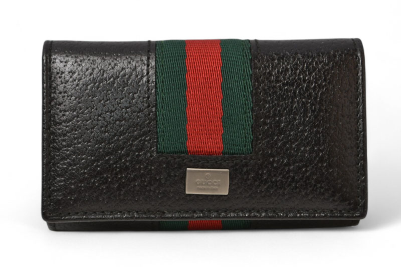 グッチ アウトレット キーケース/キーホルダー GUCCI 6連 ピッグスキン/シェリーライン ブラック 033 0856【中古】