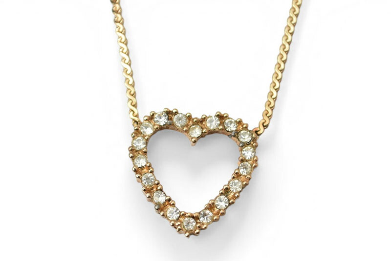 クリスチャンディオール ネックレス/ペンダント Christian Dior ヴィンテージ ハートモチーフ/ラインストーン ゴールド【中古】｜Import Shop P.I.T.