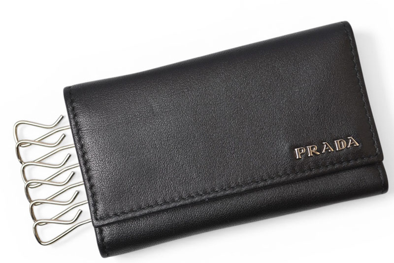 プラダ キーケース/キーホルダー PRADA 6連 レザー NERO/ブラック シルバー金具【中古】|Import Shop P.I.T.