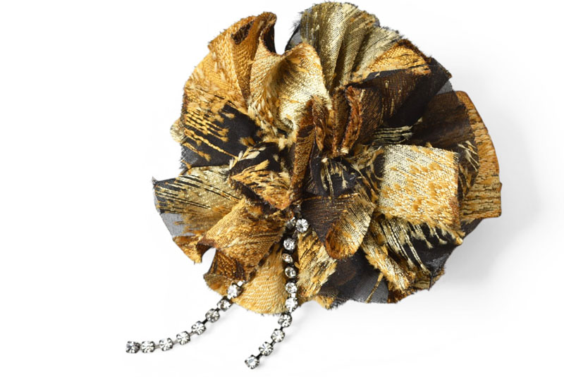 【中古】 ランバン コサージュ LANVIN ブローチ ブラック ゴールド金具 ヴィンテージ フォーマル 卒業式 入学式 結婚式 アクセサリー レディース 希少 レア
