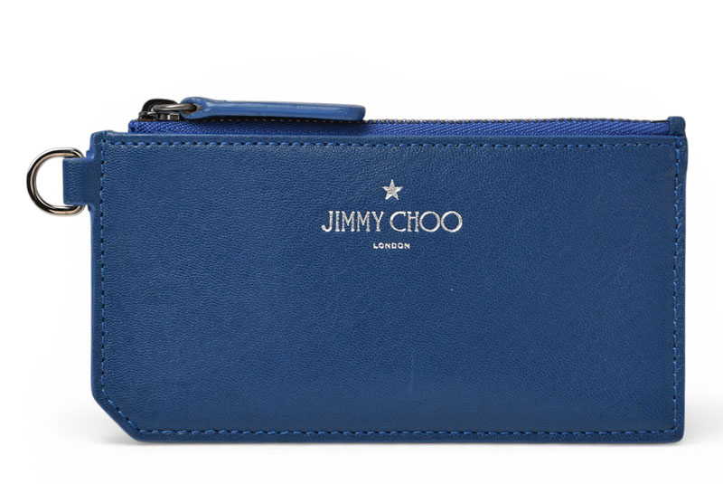ジミーチュウ コインケース/カードホルダー JIMMY CHOO フラグメントケース ブルー 192INGO.SAZ【中古】