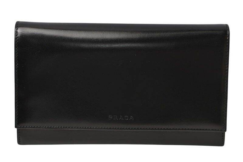 プラダ 美品 財布 PRADA 長財布 1M0608 VITELLO/レザー NERO/ブラック ヴィンテージ【中古】
