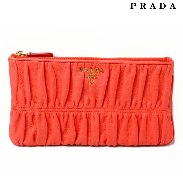 ～5/24★複数割★新品★プラダPRADAバラデザイン布製ポーチ(オレンジ) 5/24☆複数割☆新品☆プラダPRADAバラデザイン布製ポーチ(オレンジ)