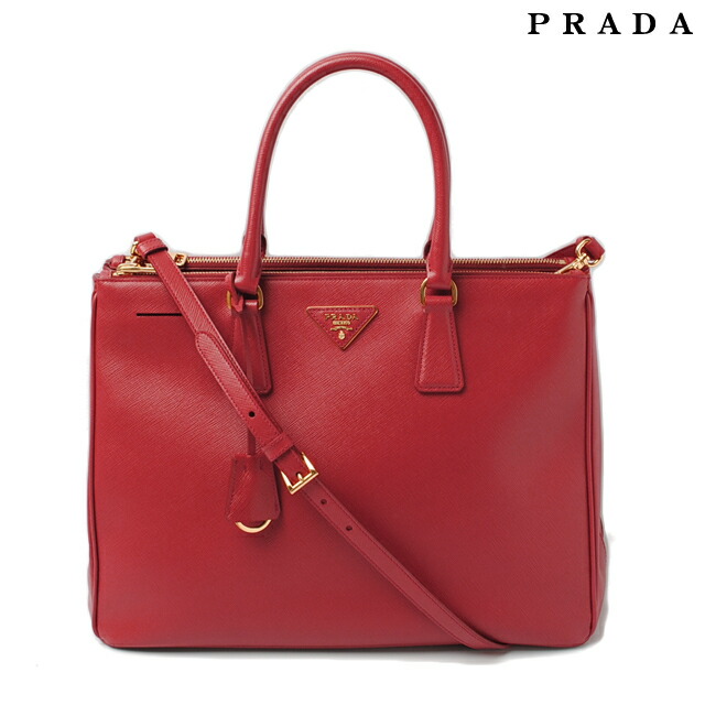 プラダ ハンドバッグ/ショルダーバッグ PRADA B1786T サフィアノ FUOCO/レッド 2way　ストラップ付【中古】