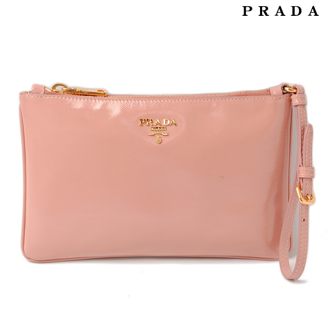 Import P I T Prada Clutch Bag Pouch 1n1530 Saffiano Prada Clutch Bag Pouch 1n1530 Saffiano Orchidea Pink Beige Strap