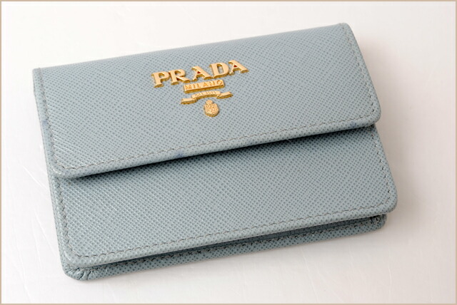 blue prada card holder