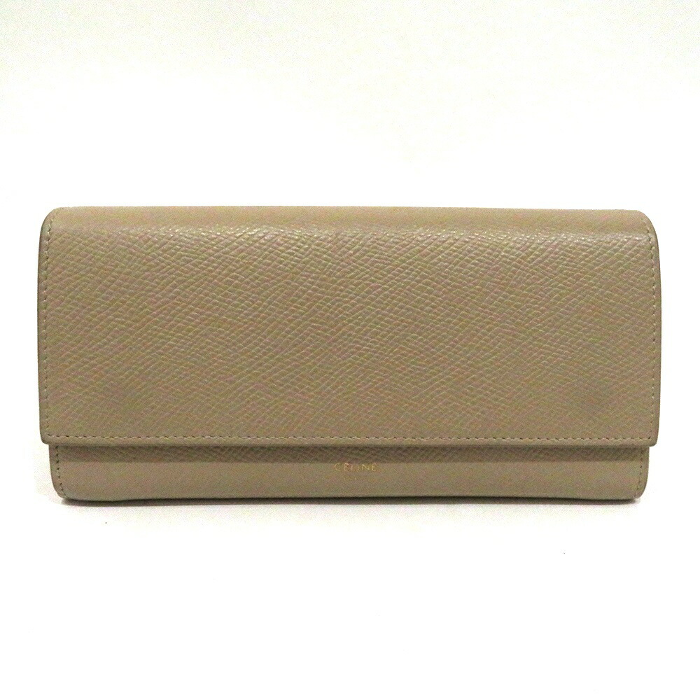 中古 セリーヌ 長紙入れ なめし革 73004757 AB序列付ける ベージュ レディース CELINE 【貨物輸送無料】【名谷店】