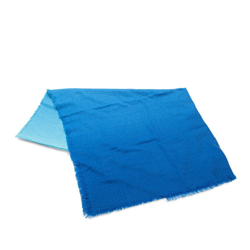 【この上なくお得!!クーポン券あり＆10％OFF】中古 美品 ルイヴィトン 大判えり巻き グラデーション 袈裟 A序列付ける M73926 青碧 LVロゴタイプ LOUISVUITTON 【貨物輸送無料】【西神店】