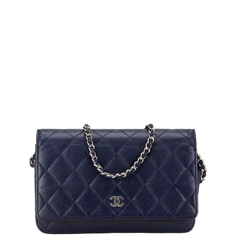 【Chanel】ロゴ ココマーク ゴートスキン ミニバッグ チェーン付 シャネル ココマーク キャビアスキン チェーンショルダーバッグ