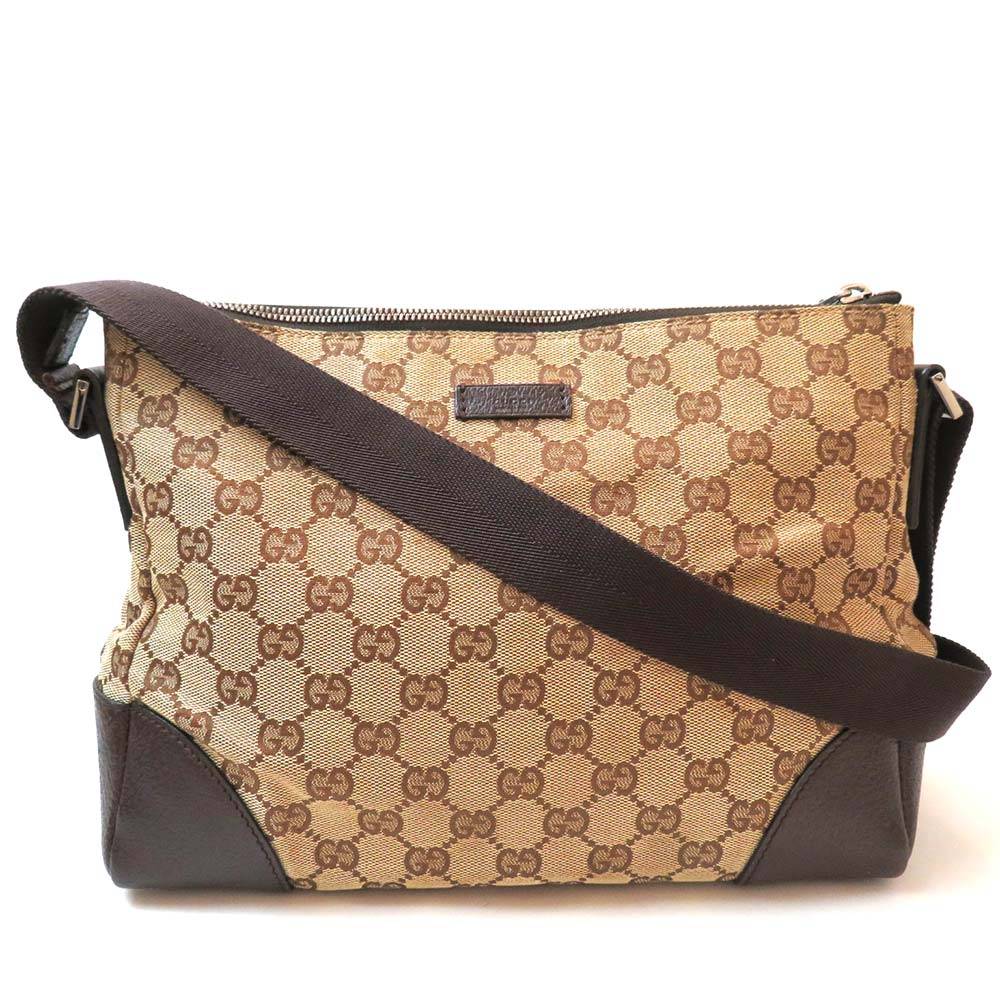 中古 グッチ GGキャンバス 斜め掛け ショルダーバッグ 114273 キャンバス Bランク ベージュ ブラウン レディース GUCCI 【送料無料】【三田店】｜ブランド　リッツ