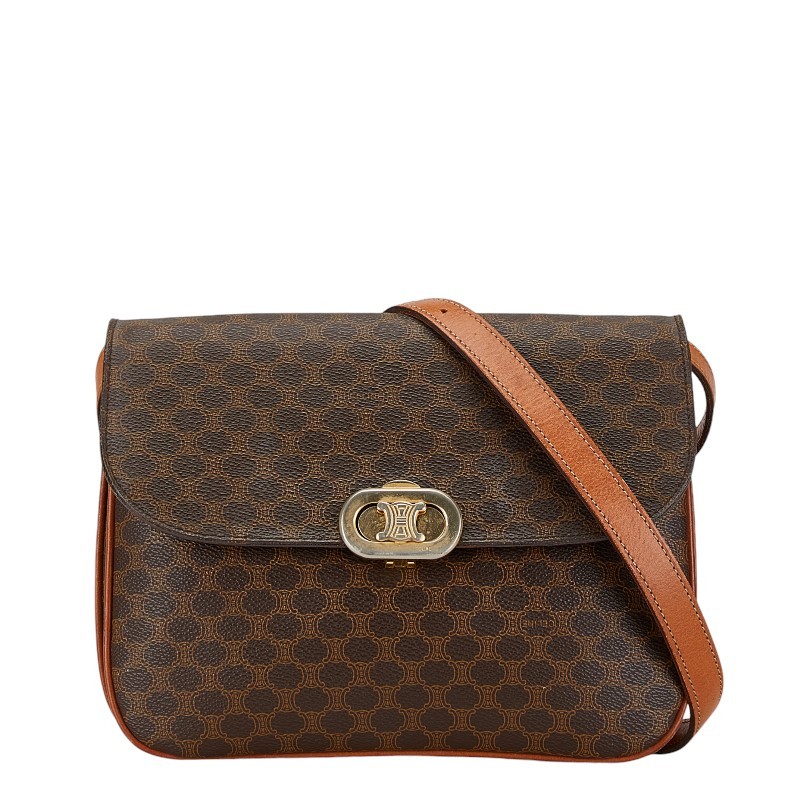 セリーヌ マカダム PVCレザー ショルダーバッグ CELINE セリーヌ マカダム柄 PVC/レザー ショルダーバッグ