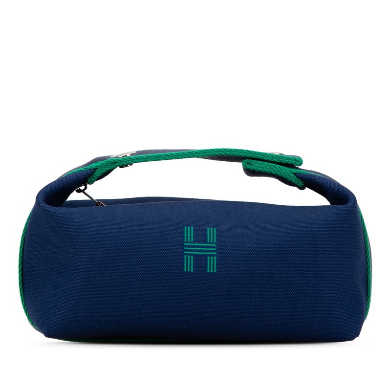 中古 エルメス ブリッド ア ブラック PM ポーチ ハンドバッグ トワルアッシュ Aランク ブルーマリン ネイビー レディース HERMES 【送料無料】【三田店】