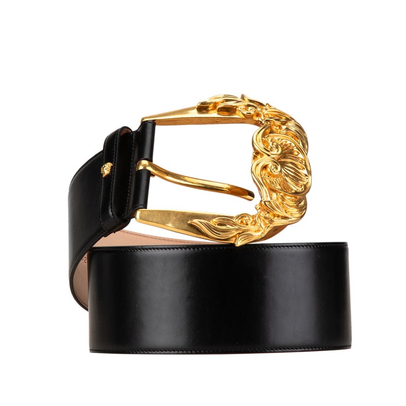 VERSACE JEANS COUTURE ベルト レザー 美品 未使用 箱付き 中古・古着通販】VERSACE (ヴェルサーチェ) レザーベルト ブラック 未