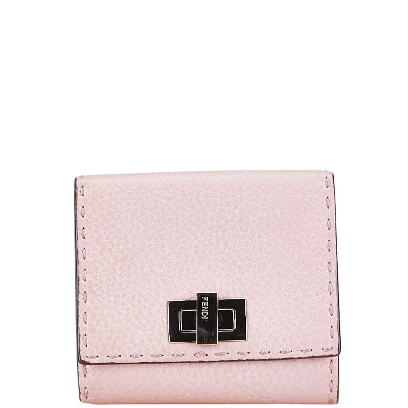 未使用級✨FENDI ズッカ マンマ 二つ折り財布 キャンバス レザー ピンク FENDI（フェンディ） 財布 二つ折り財布 ピーカブー セレリア