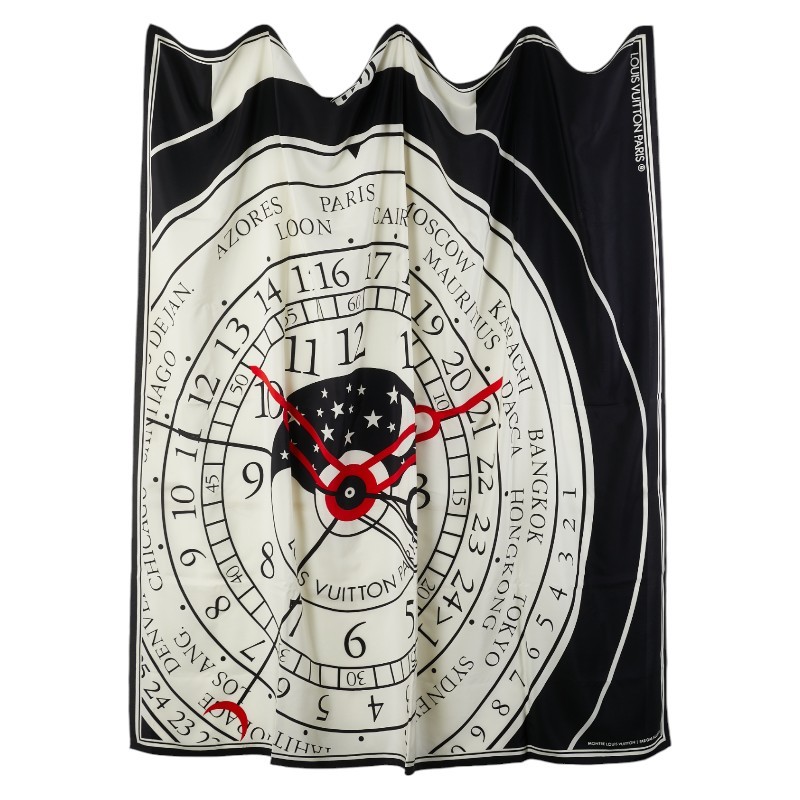 【この上なくお得!!引き換え証あり＆10％OFF】中古 ルイヴィトン えり巻き 1988 モントレ ガエ アウレンティ 時辰儀柄 絹地 AB価値づける 黒いこと マルチ色合い レディース LOUIS VUITTON 【貨物輸送無料】【名谷店】