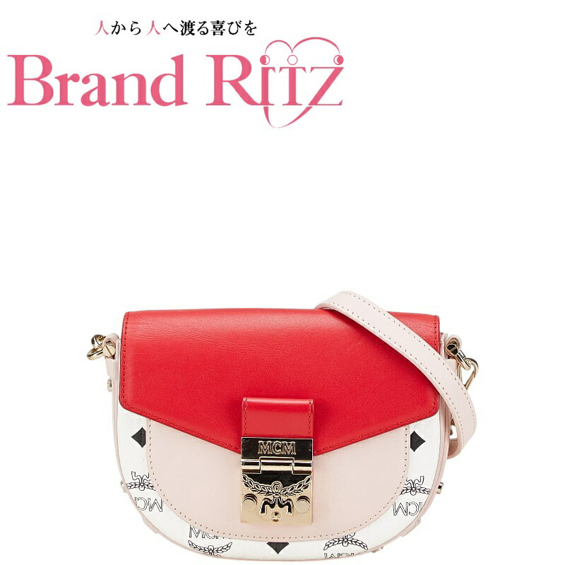 【この上なくお得!!引き換え証あり＆10％OFF】中古 エムシーエム ショルダーバッグ AB位置づける ヴィセトス 曲がった掛け さくら色 赤いこと なめし革 レディース MCM 【貨物輸送無料】【名谷店】」