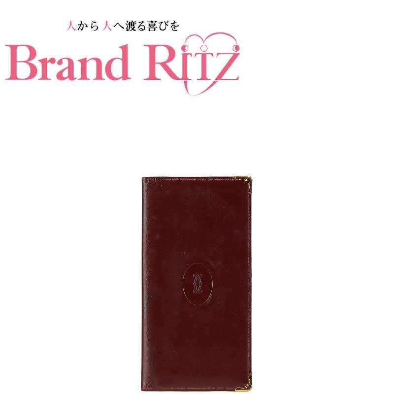 中古 カルティエ 長財布 ABランク マストライン ワインレッド ゴールド レディース CARTIER 【送料無料】【西神店】｜ブランド　リッツ
