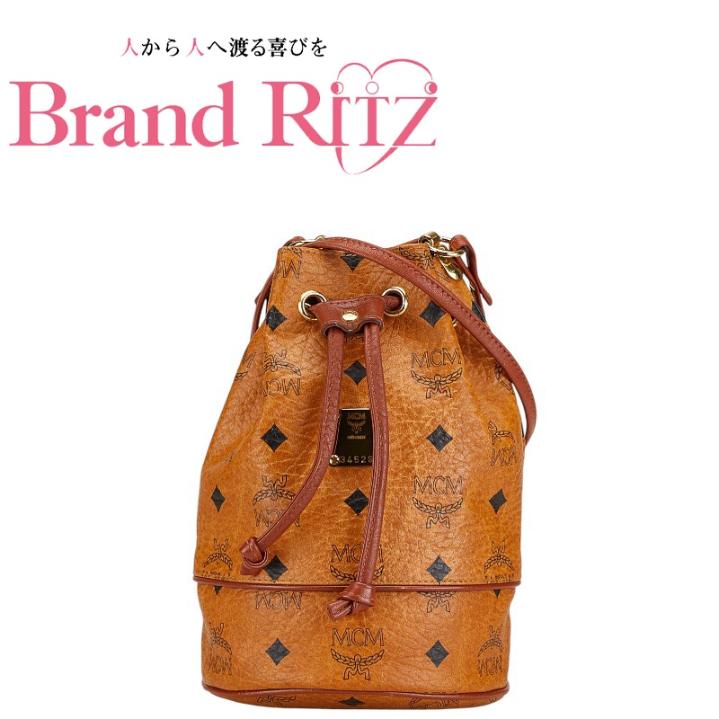 中古 良品 エム シー エム ロゴグラム ショルダーバッグ レザー ABランク ブラウン 斜め掛け レディース MCM 【送料無料】【三田店】
