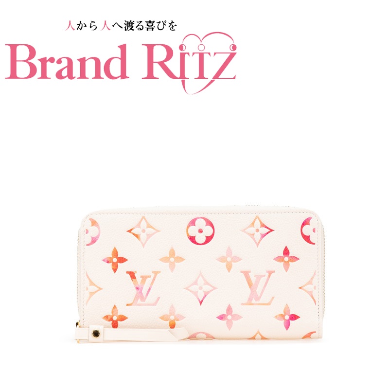 中古 美品 ルイヴィトン 財布 モノグラム アンプラント ジッピー ウォレット サンライズ アクワレル ラウンドファスナー 長財布 M83505 ホワイト ピンク Aランク PVC レザー レディース LOUIS VUITTON 【送料無料】【西神店】|ブランド リッツ