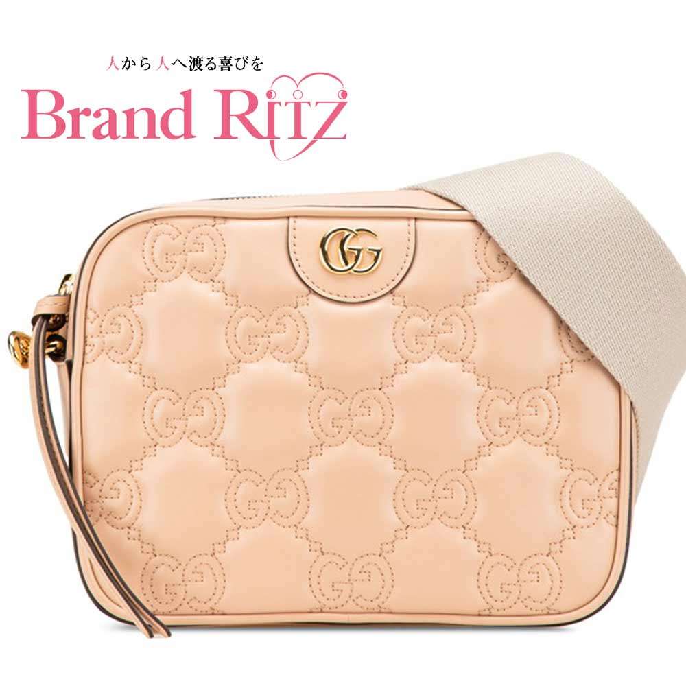 中古 Sランク グッチ GGマトラッセ スモール 斜め掛け ショルダーバッグ 702234 ベージュ レザー レディース GUCCI 【送料無料】【西神店】