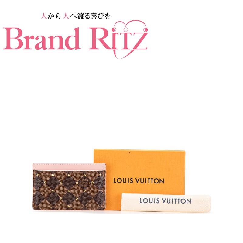 【この上なくお得!!引き換え証あり＆10％OFF】中古 良品 ルイヴィトン 歌留多入れもの N60248  AB価値づける ポルトカルト サーンプル ダミエ 赤銅色 スタッズ レディース LOUIS VUITTON  【貨物輸送無料】【三田店】