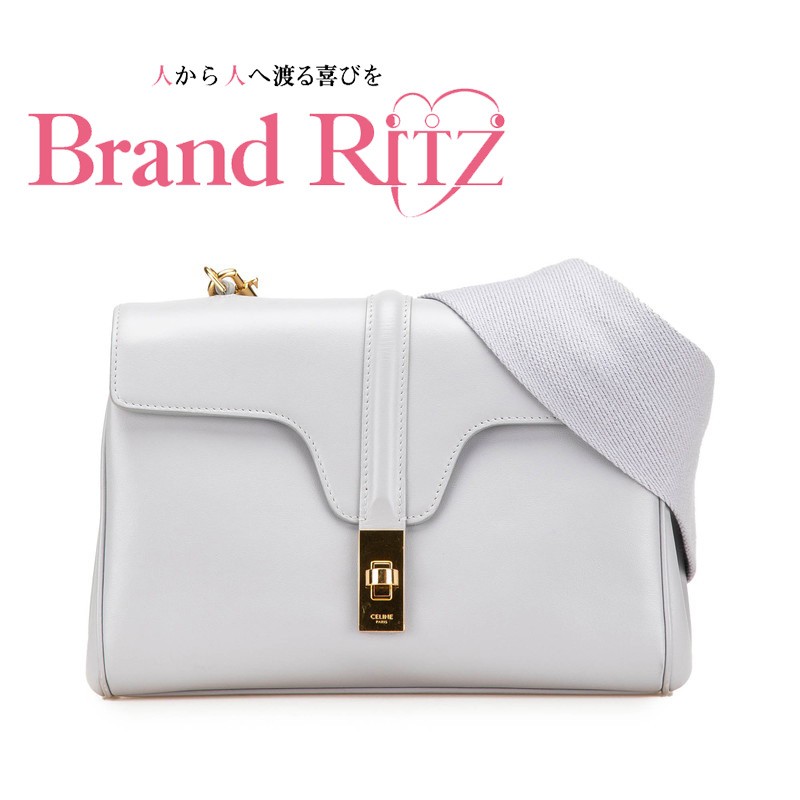 中古 ABランク セリーヌ ティーン ソフト16 セーズ 斜め掛け ショルダーバッグ ライトグレー レザー レディース CELINE 【送料無料】【西神店】|ブランド リッツ