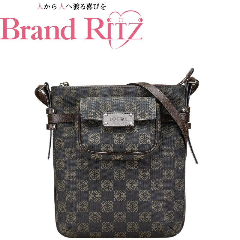【この上なくお得!!引き換え証あり＆10％OFF】中古 ロエベ ショルダーバッグ B位置づける アナ瓦 曲がった掛け 黒いこと 赤銅色 レディース LOEWE 【貨物輸送無料】【名谷店】