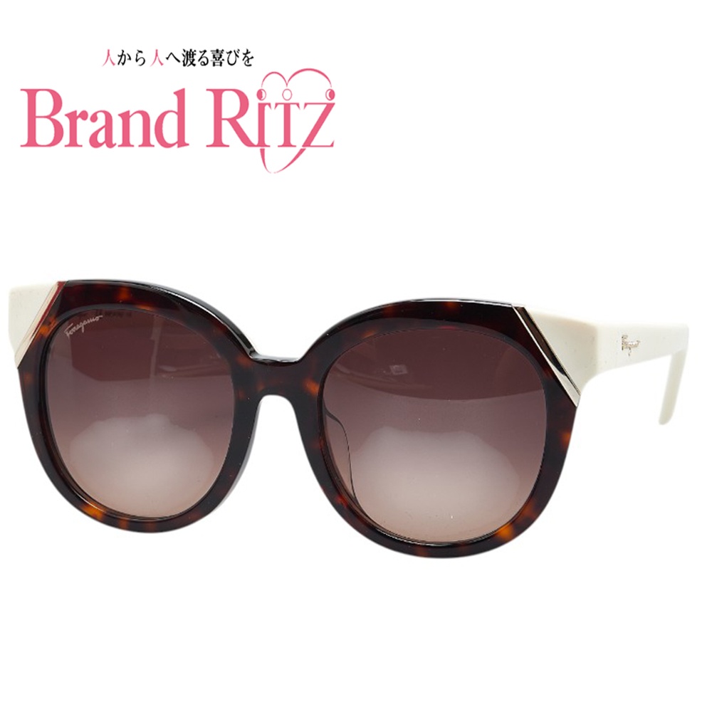中古 美品 フェラガモ サングラス SF836SA Aランク ブラック ホワイト 白 Ferragamo 【送料無料】【三田店】