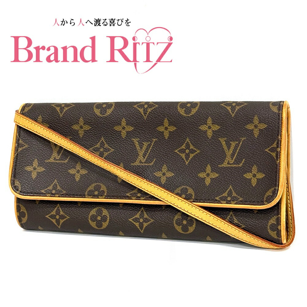 中古 ルイヴィトン ショルダーバッグ モノグラム ポシェットツイン GM 斜め掛け M51852 ブラウン PVC レザー レディース LOUIS VUITTON 【送料無料】【西神店】