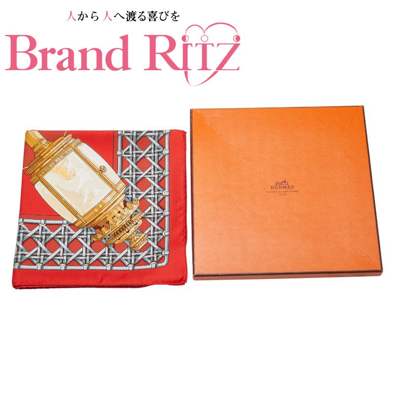 【この上なくお得!!引き換え証あり＆10％OFF】中古 エルメス カレ90 えり巻き FEUX DE ROUTE 荷馬車の提燈 A位置づける 赤いこと マルチ色つや 地絹 レディース HERMES 【貨物輸送無料】【三田店】