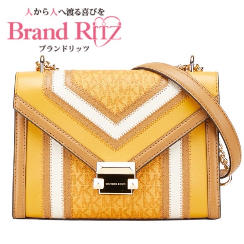 中古 マイケルコース ショルダーバッグ WHITNEY ホイットニー カラーブロック ABランク ブラウン ベージュ レザー レディース 【送料無料】【西神店】|ブランド リッツ