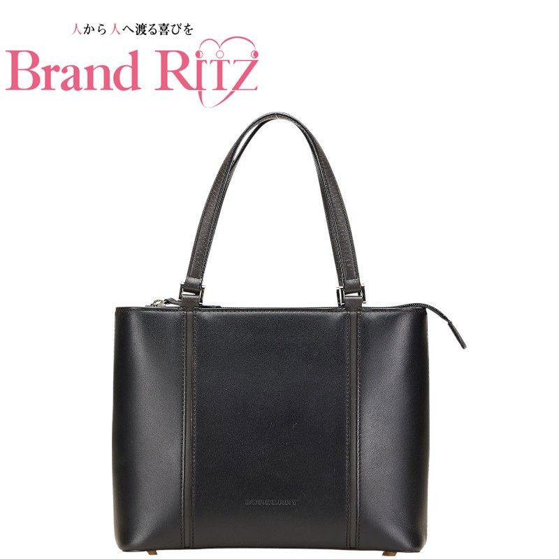 中古 良品 バーバリー 裏地ノバチェック ハンドバッグ レザー ABランク ブラック レディース BURBERRY 【送料無料】【三田店】
