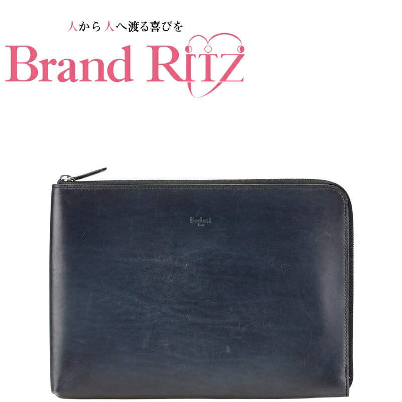 【この上なくお得!!引き換え証あり＆10％OFF】中古 ベルルッティ ニノGM クラッチペダル御徒面子 二番目御徒面子 なめし革 B位置づける 米国海軍 メンズ Berluti 【貨物輸送無料】【三田店】
