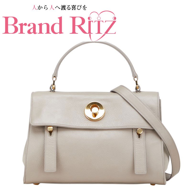 【この上なくお得!!引き換え証あり＆10％OFF】中古 サンローラン ミューズトゥ ハンドバック ショルダーバッグ 2WAY 368229 AB価値づける グレージュ なめし革 帆布 レディース SAINT LAURENT 【貨物輸送無料】【三田店】