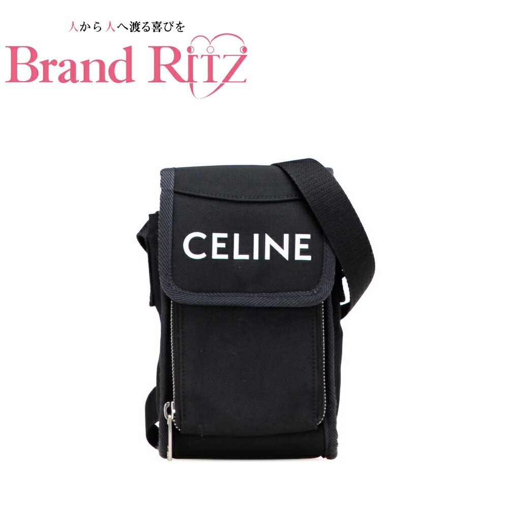 セリーヌ トレッキング モバイルポーチ 斜め掛け ミニショルダーバッグ ブラック キャンバス レディース CELINE 【中古】 楽天市場】CELINE ショルダーバッグ トレッキング モバイルポーチ