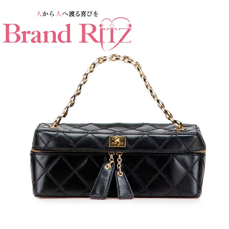 【この上なくお得!!引き換え証あり＆10％OFF】中古 良品 シャネル マトラッセ ココマーク チェーン店 バニティバッグ なめし革 AB位置づける 黒いこと レディース CHANEL 【貨物輸送無料】【三田店】