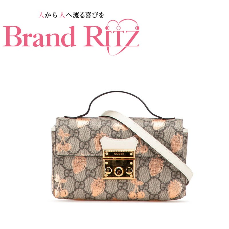 グッチ GGスプリーム パドロック ベリー プリント ミニ ショルダーバッグ ハンドバッグ 2WAY 652683 PVC レディース GUCCI 【228-25592】 楽天市場】中古 良品 グッチ GGスプリーム パドロック ベリー プリント