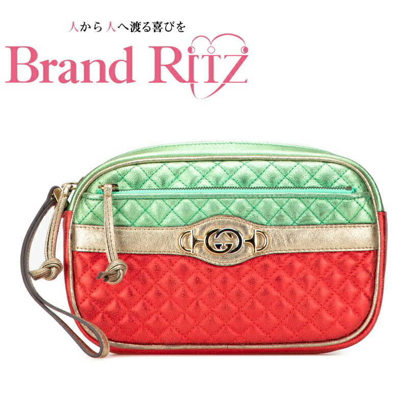 中古 良品 グッチ ラミネート キルティング クラッチペダル御徒面子 二つ目御徒面子 540985 なめし革 AB序列付ける 赤いこと 緑であること ゴールド レディース GUCCI 【貨物輸送無料】【三田店】